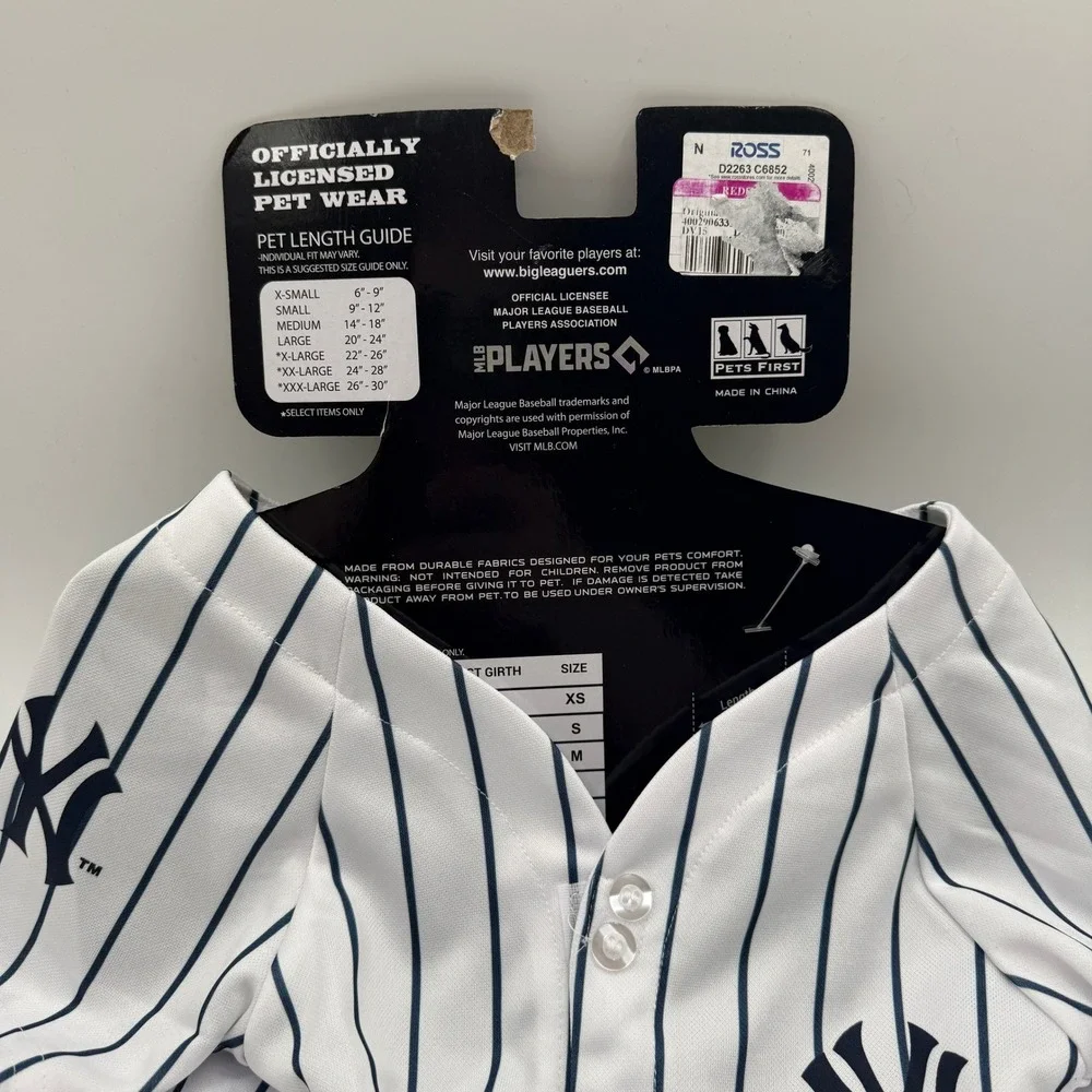 Pets First New York Yankees Pet Jersey Aaron Judge #99 Large White Pinstripe NEW